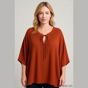 Free People Clay Burnt Orange Oversized Gauzy Poncho Tunic Womens Size Small